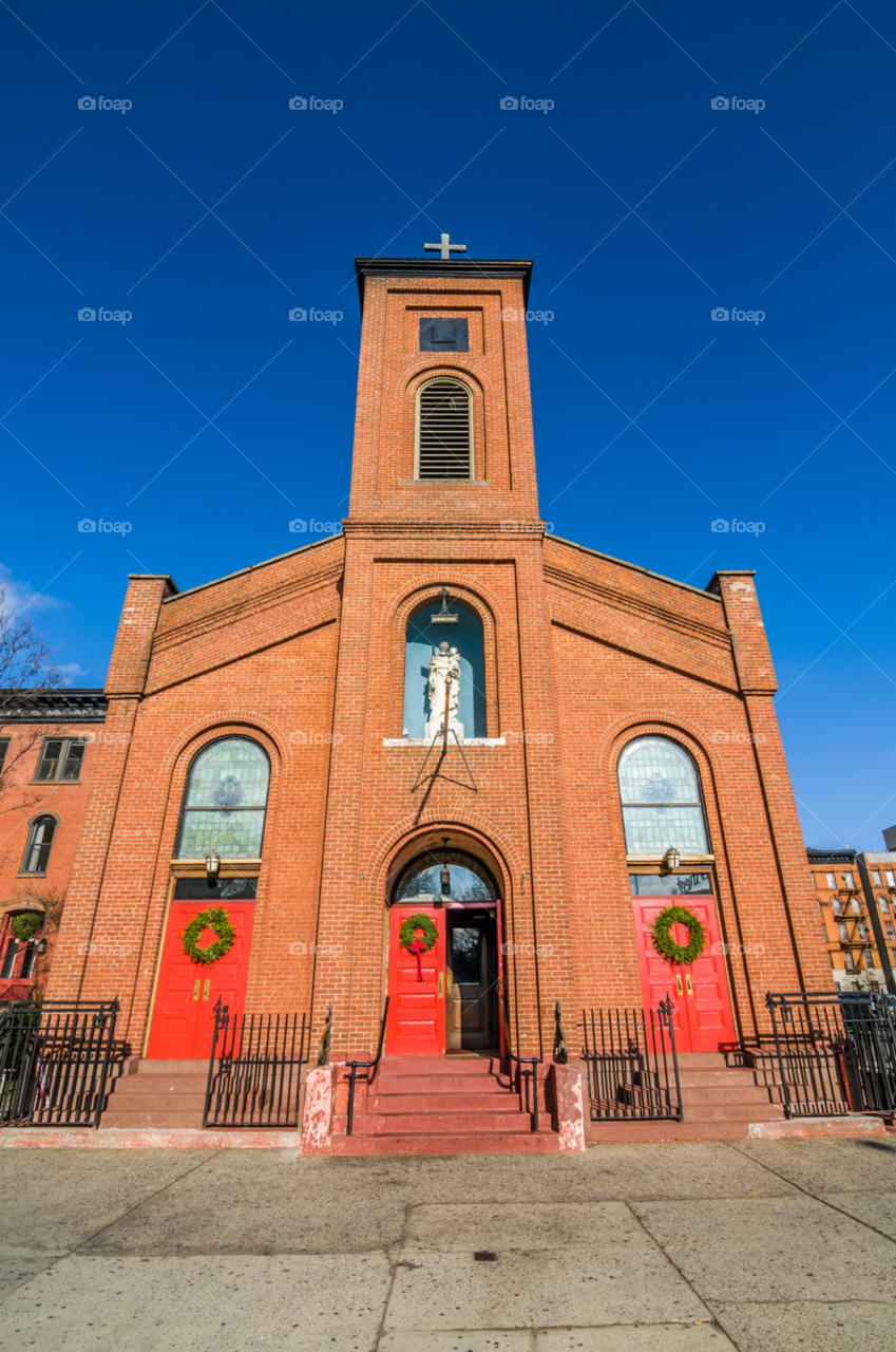 red church facade usa by stockelements