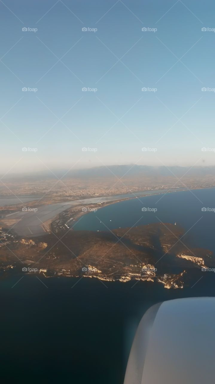 Cagliari from a plane. Sardinia, Italy.
