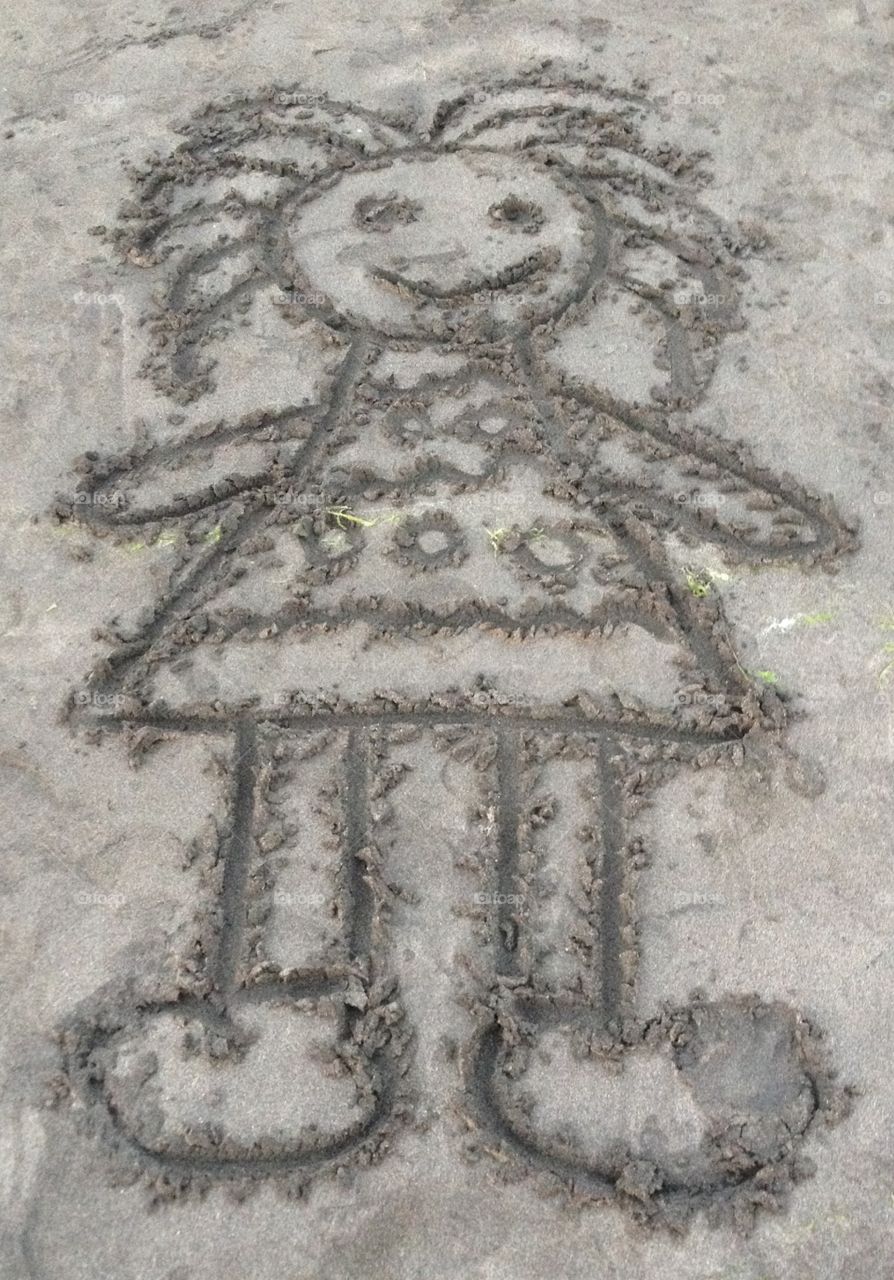 Children's drawing at the seaside , the artistic side of innocence . 