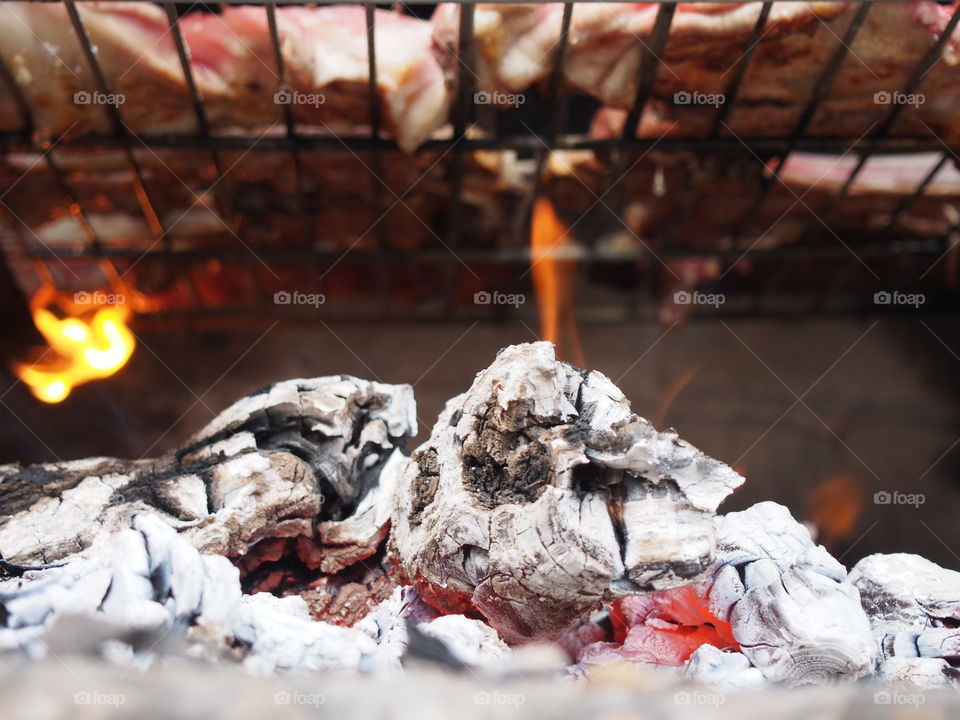 High angle view of barbecue