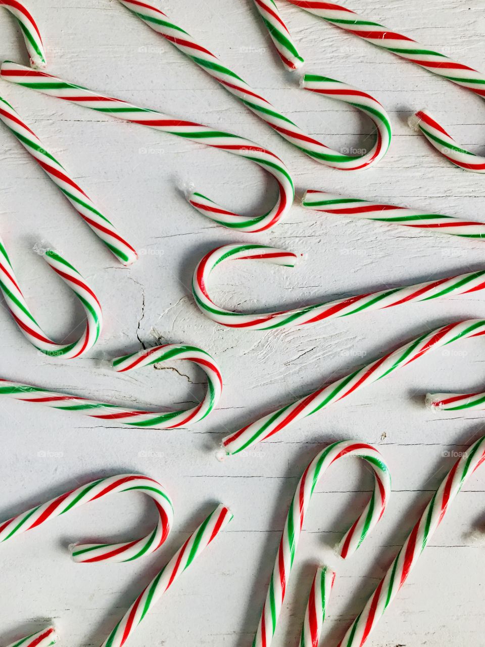 Red, white and green candy canes 