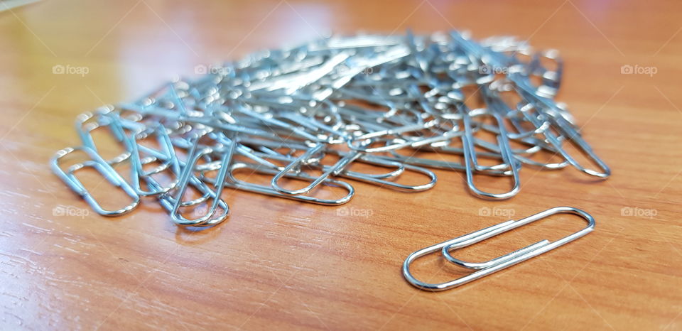 paperclip on table