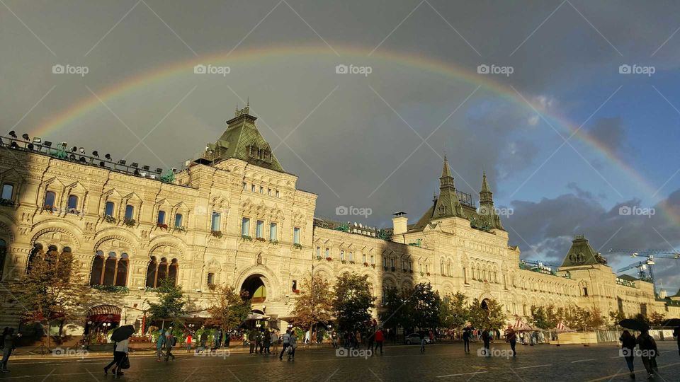 Rainbow over GUM Moscow