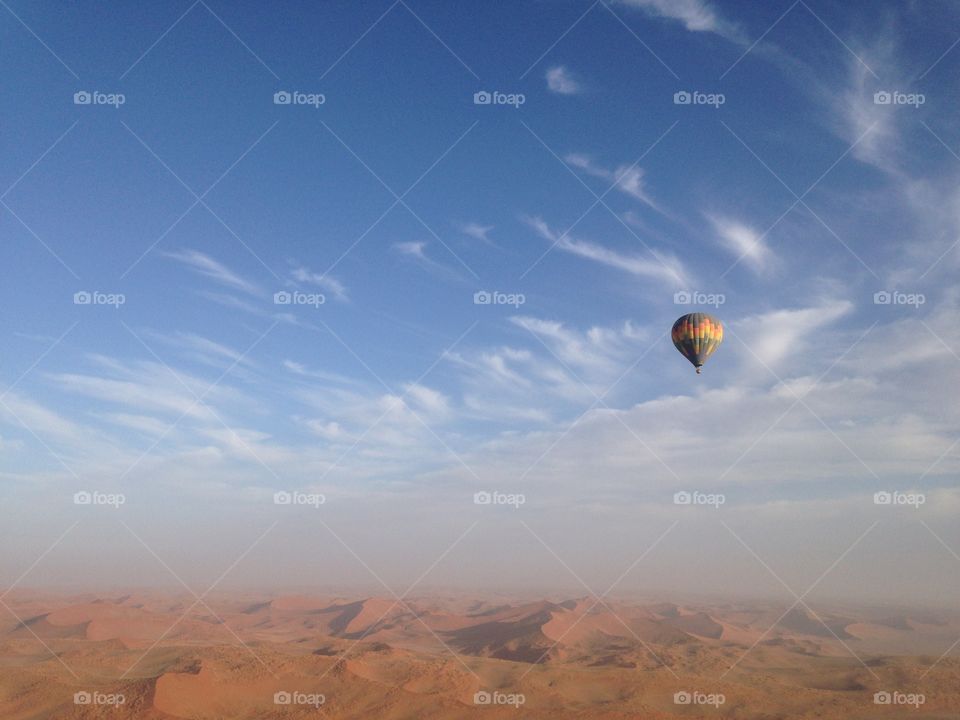 Hot air balloon over the Namib desert