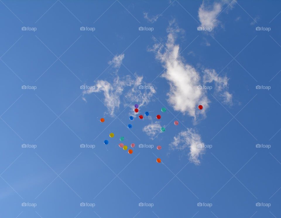 colour balloons in the blue sky