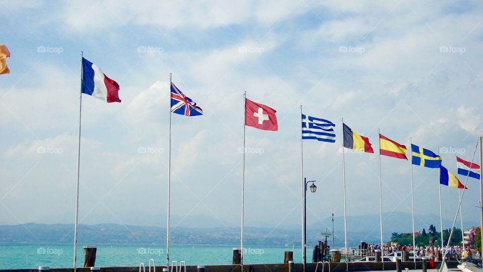 Flags of different countries (England,France,Romania)