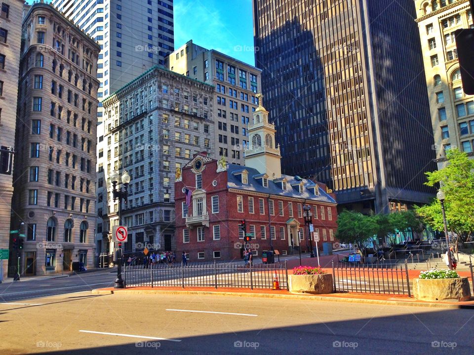 House oldest of Boston . House oldest of Boston under a lot of high buildings