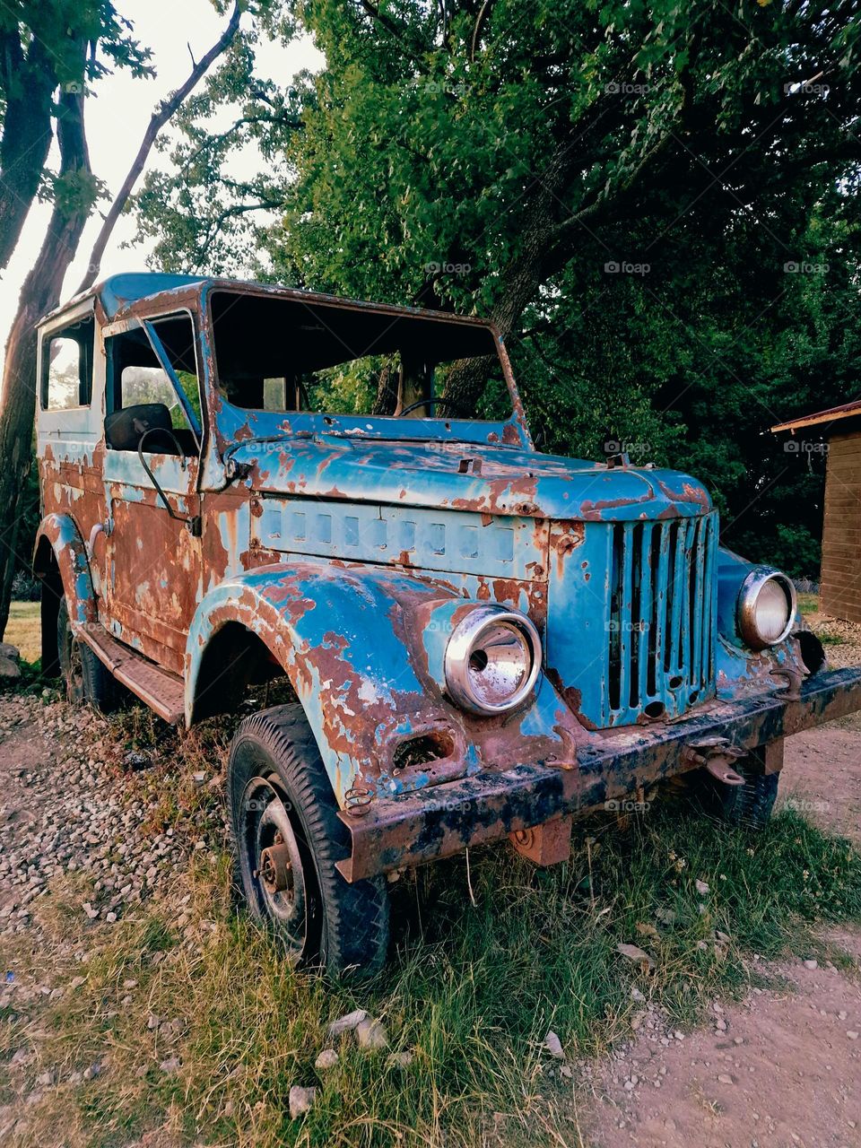 old baby blue car