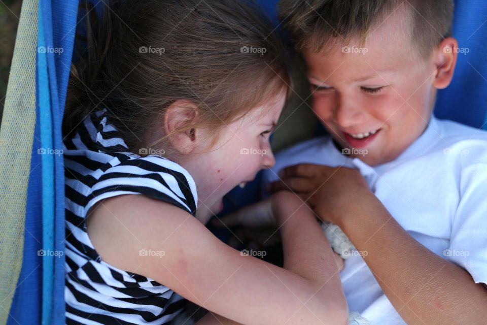 Happiest brother and sister m, play together 