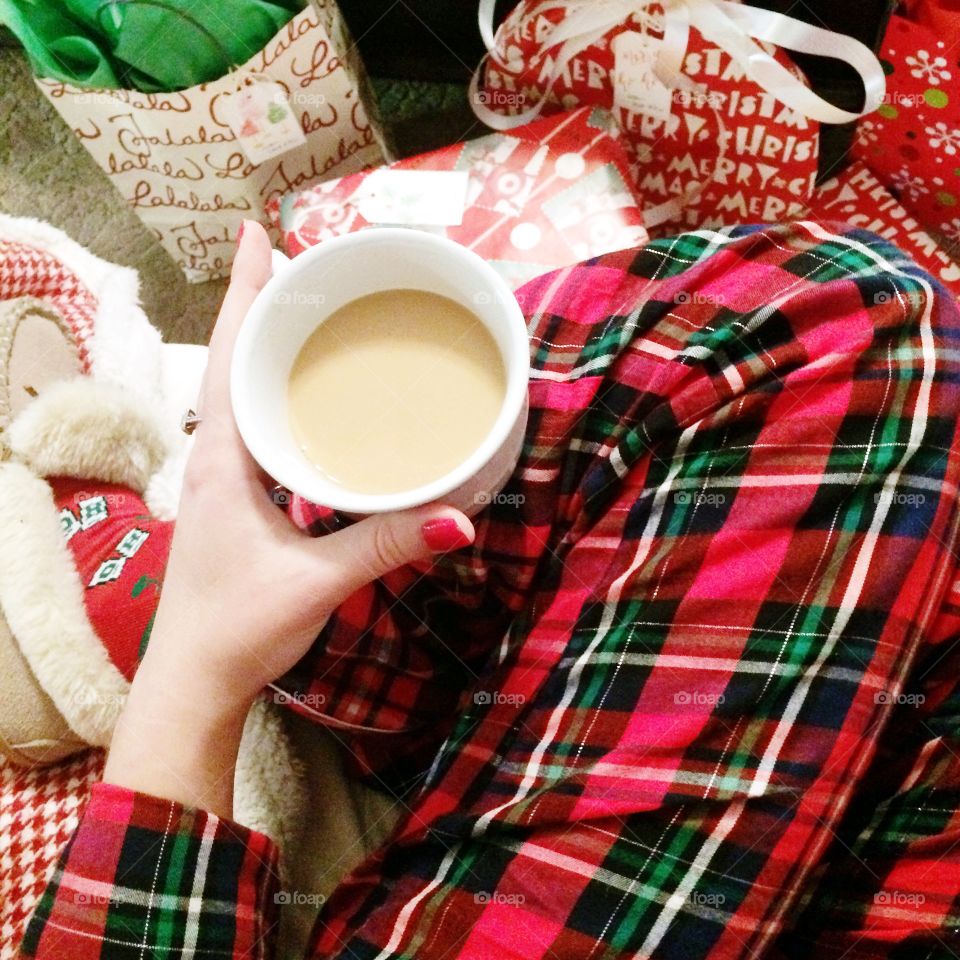 Coffee and Christmas pajamas