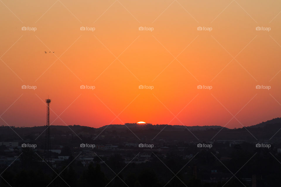 Sunset behind the hills