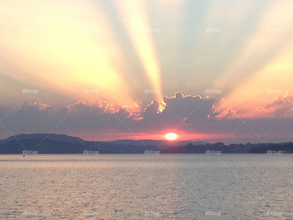 Sunset over lake Lucerne