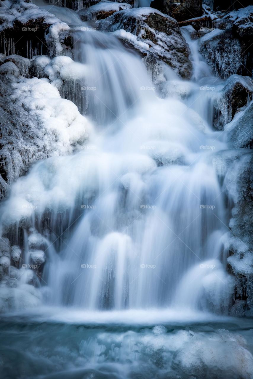 Frozen waterfall during winter 