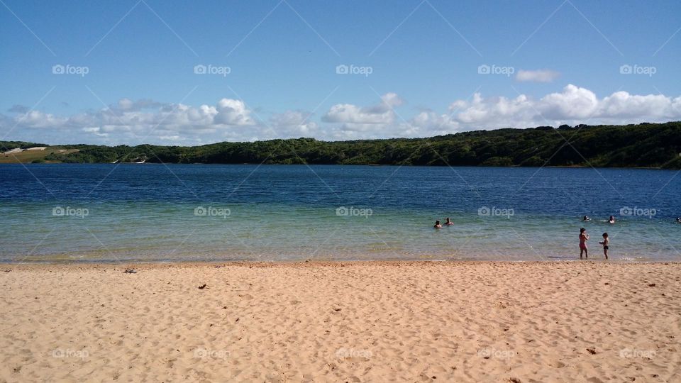 Blue crystal clear water lagoon , an attraction within the state of Rio Grande do Norte Brazil