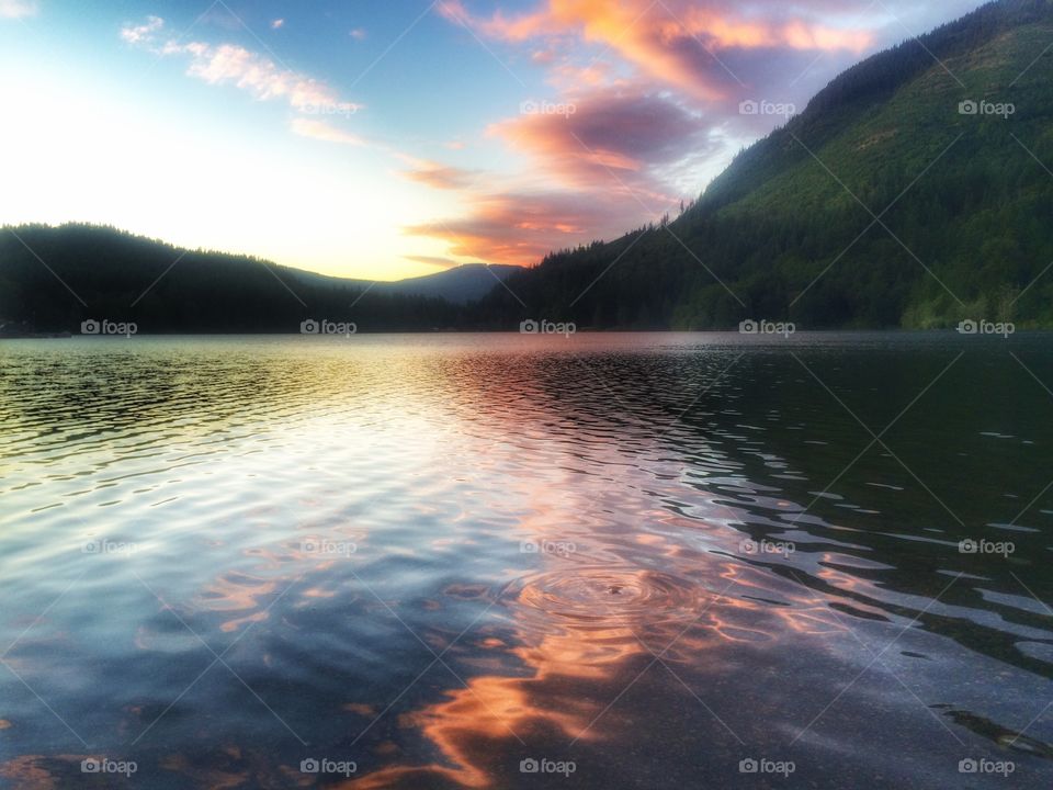Dramatic sky reflected on Silver Lake.