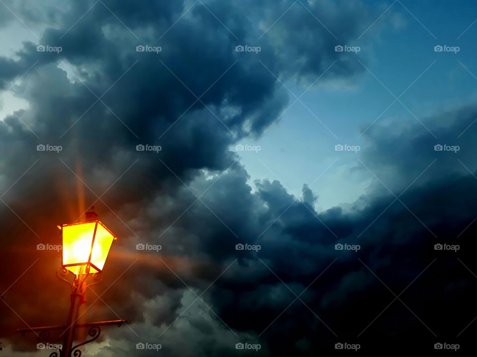 beautiful sky, lamp