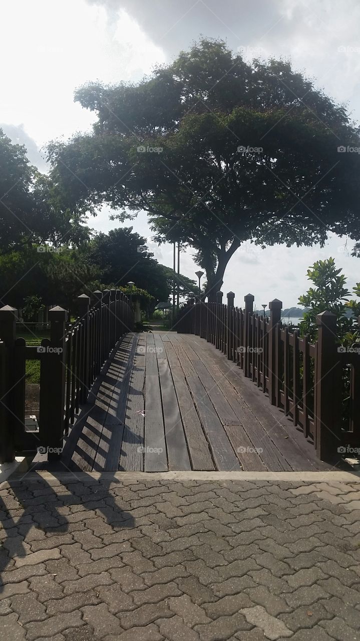 Old wooden bridge. old but still useful