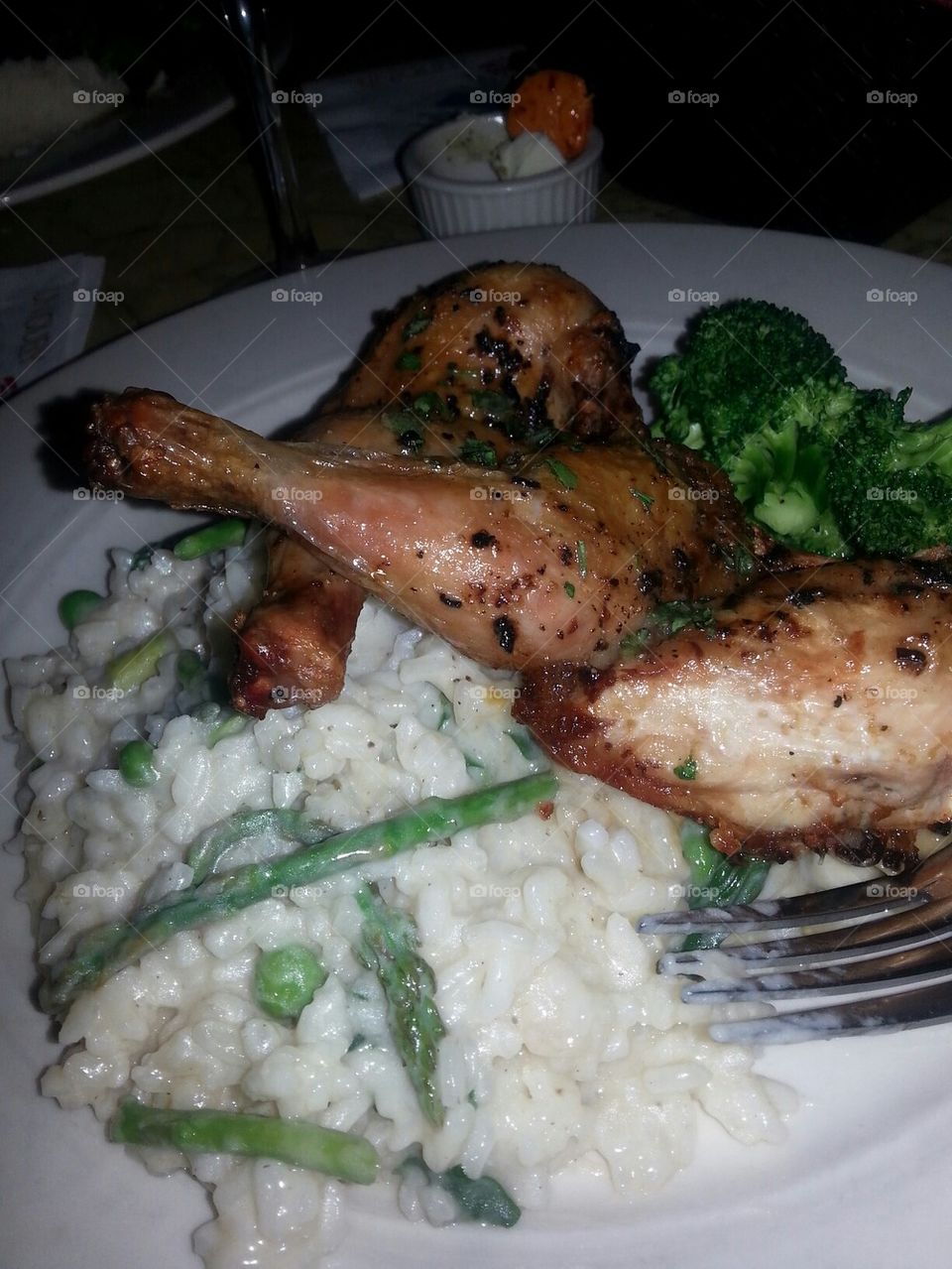 risotto and chicken