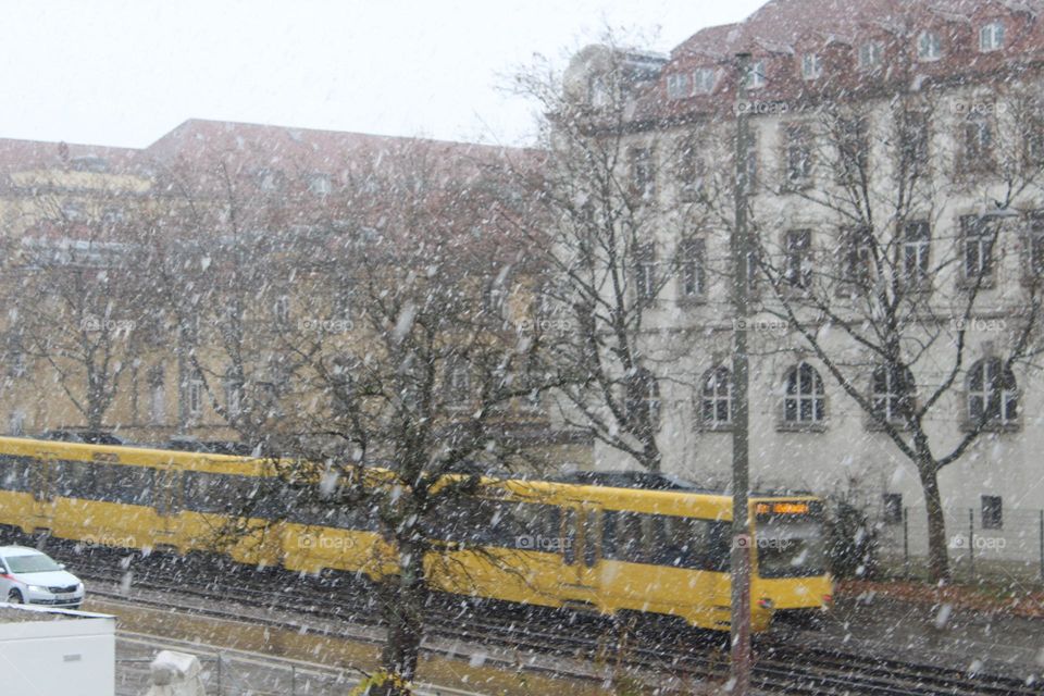 A train driving through snow ❄️