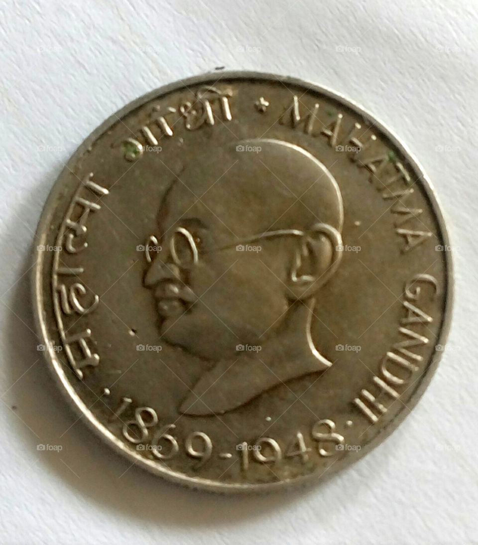 Indian coin with MAHATMA GHANDHIJI