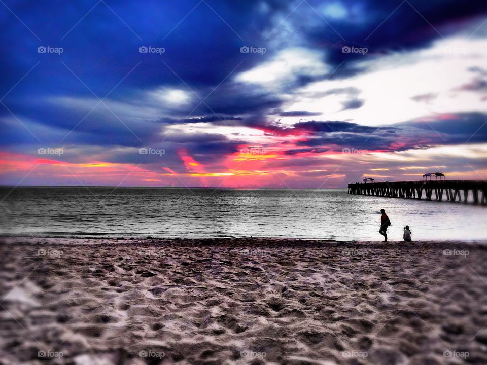 Sunset over the beach