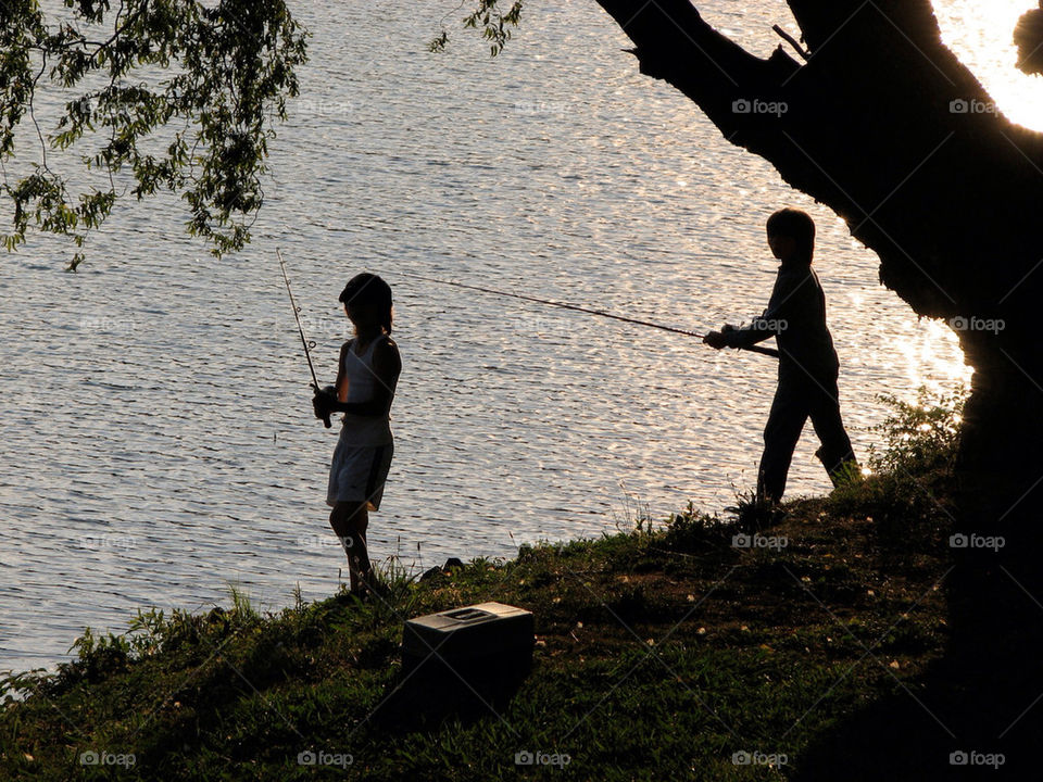 children lake fishing junaluska by gatordukie