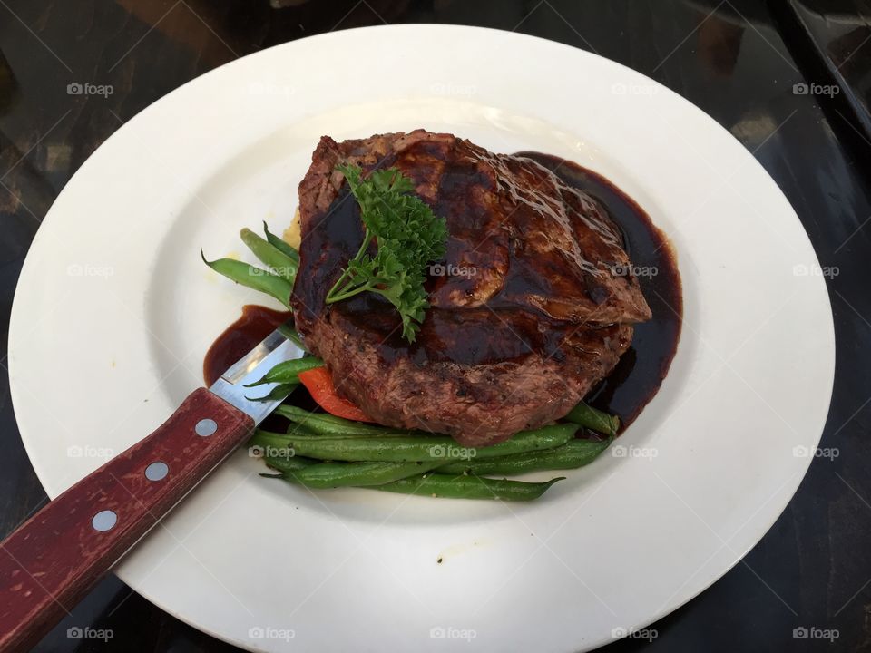 Steak dinner. Eating out-birthday dinner