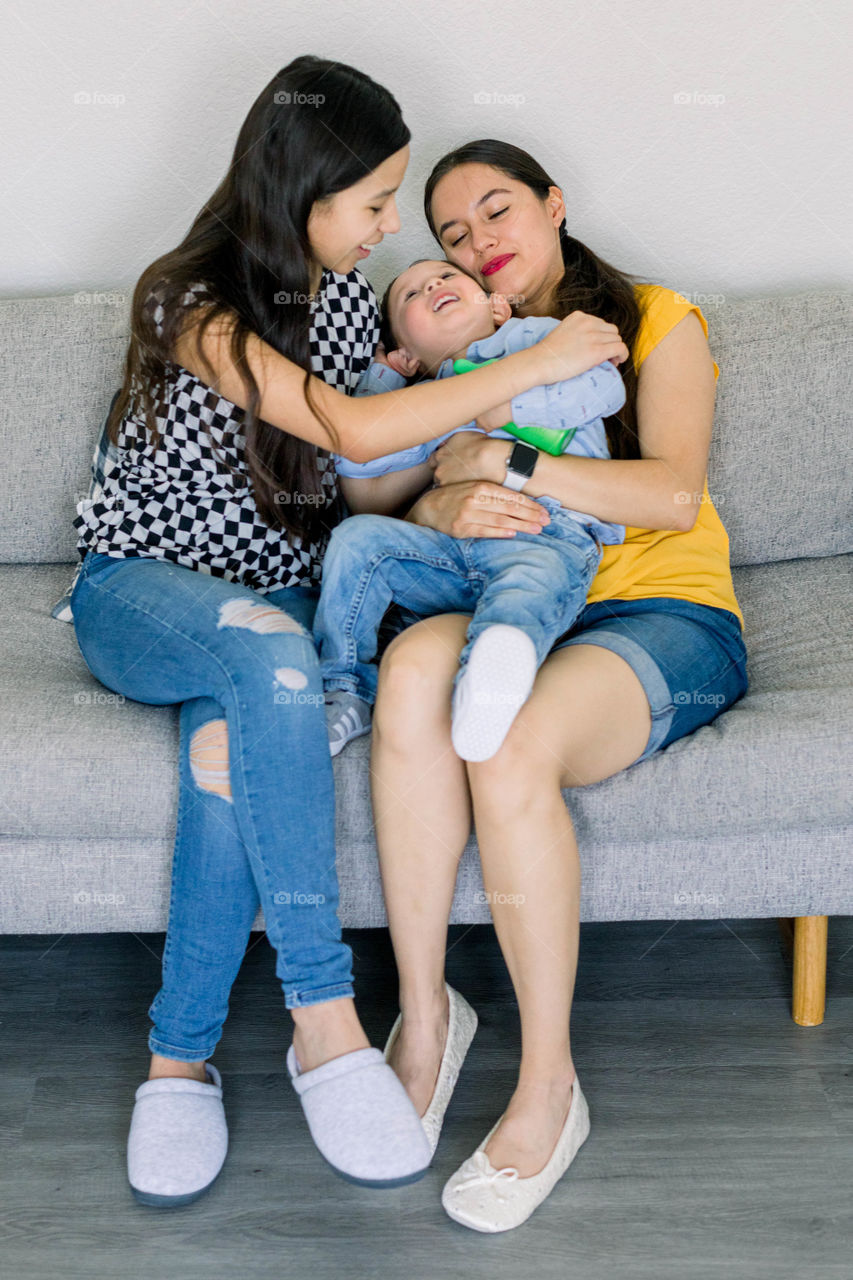 Family in a couch