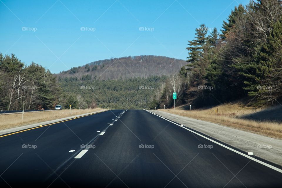 Road trip view from New Hampshire to Montreal, Canada landscape