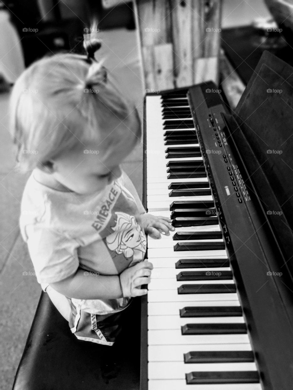 B&W Keyboard Girl