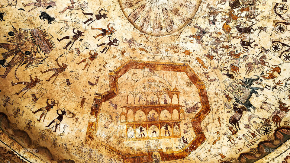 an encuentra monument made in 1865 situated in a village , showing some rituals.