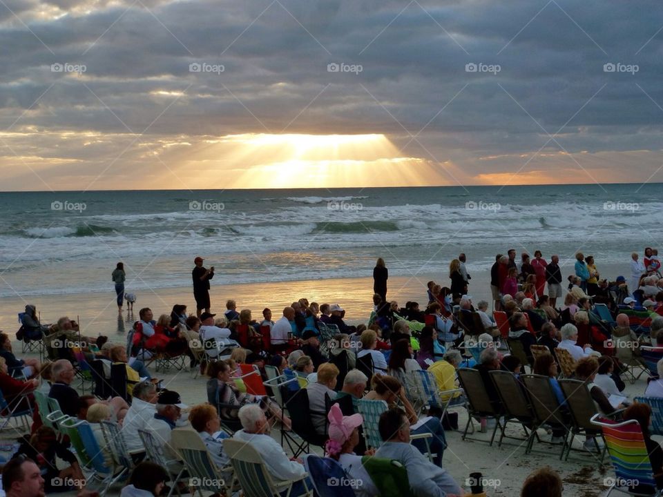 Easter morning. Sunrise service on the beach. 