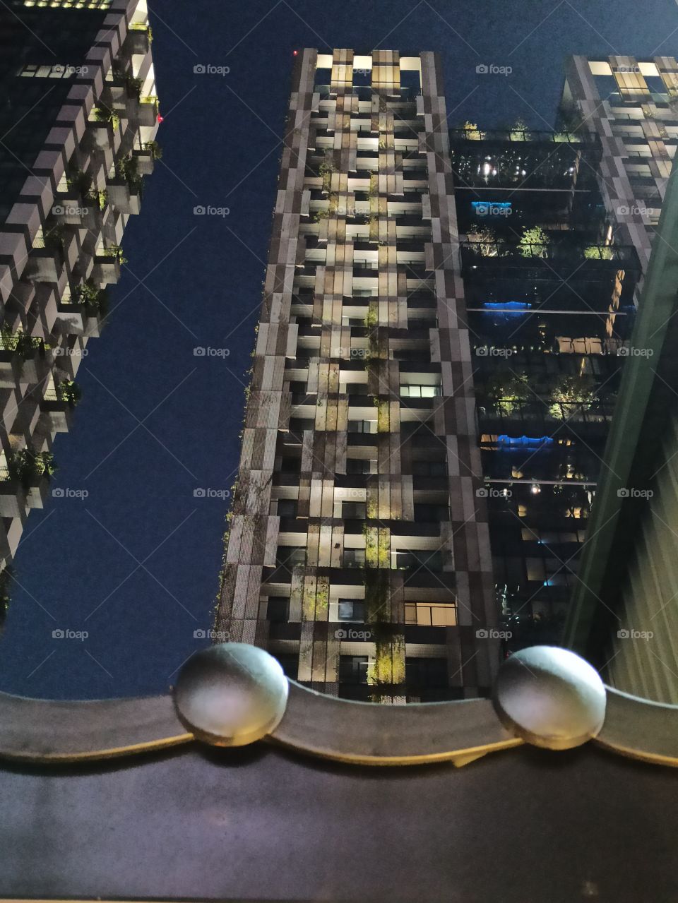 Skyscrapers at night.