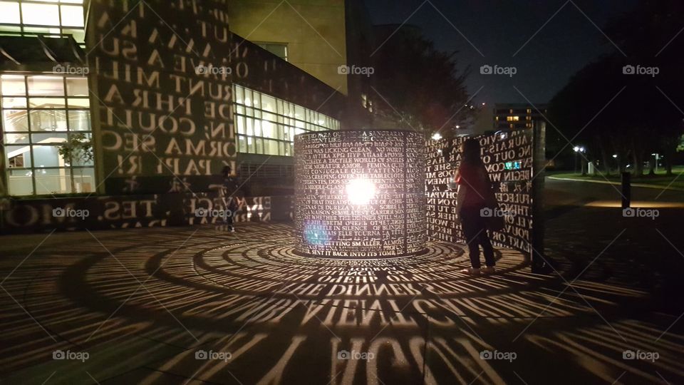 University of Houston literary sculpture outside library