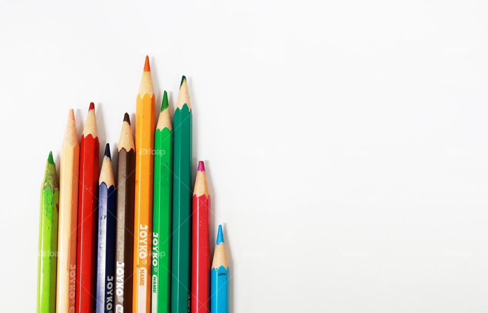 colored pencils that are usually used by kindergartners for coloring