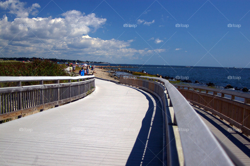 Boardwalk in a sunny day. Angle gives a unique view.