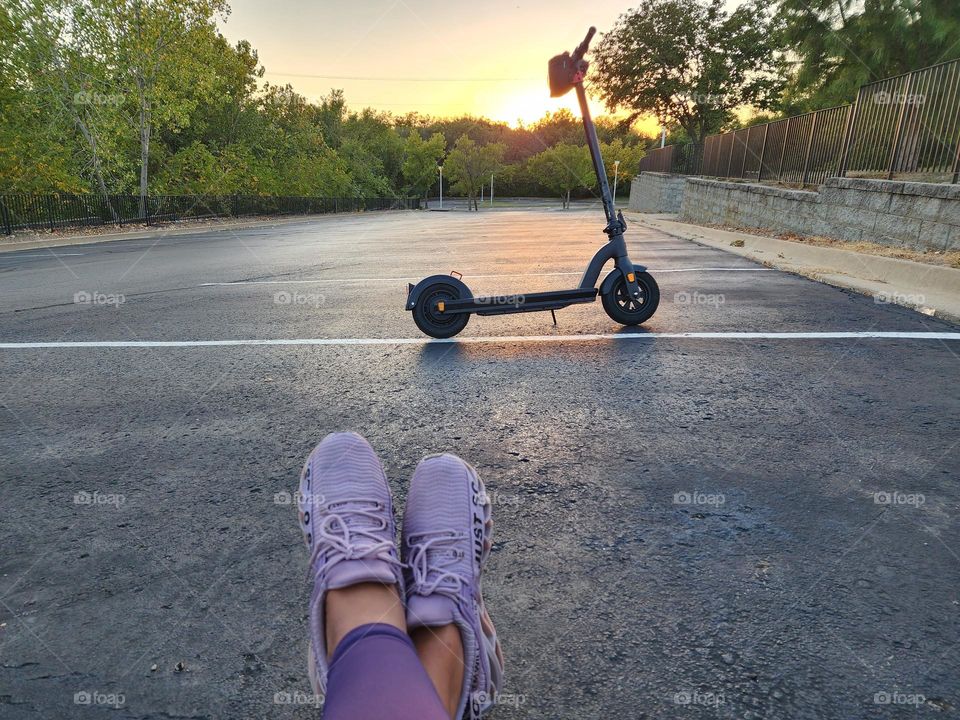 scooter sunset relax time
