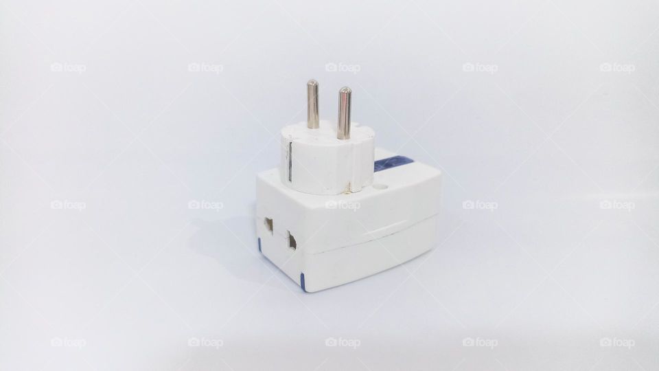 Letter T socket outlet on white background isolated in eye level view