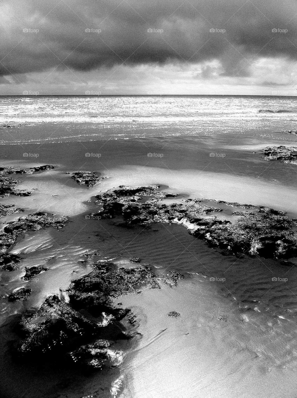 beach and approaching storm