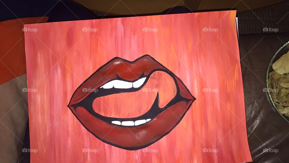 Lips original painting 