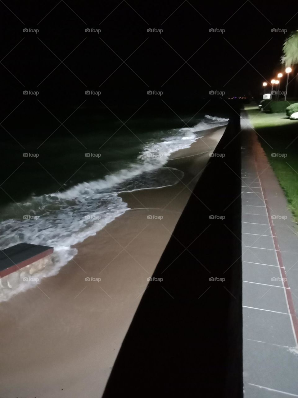 Clean beach at night