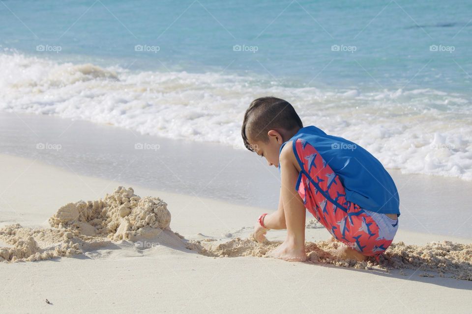 Playing in the beach