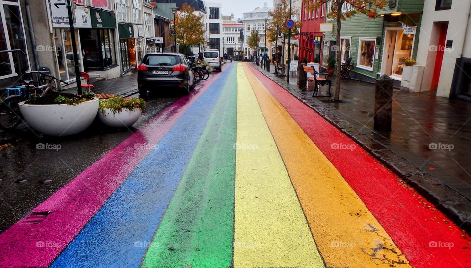 Rainbow street in Reykjavík