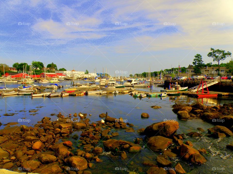 Camden Maine. Looking down onto Camden Harbor