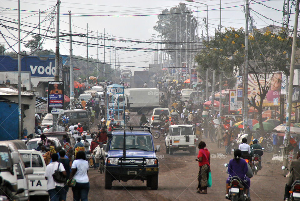 Busy street in city of Goma, Congo-Kinshasa