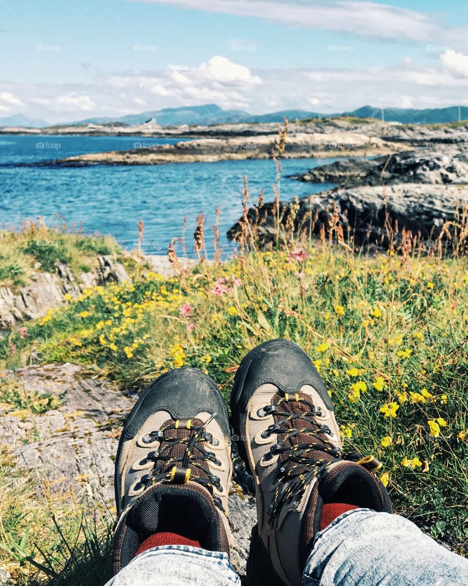 Hiking boots close 