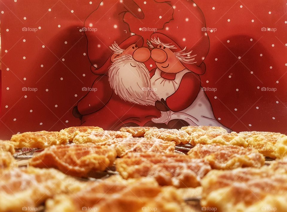 Christmas waffle cookies