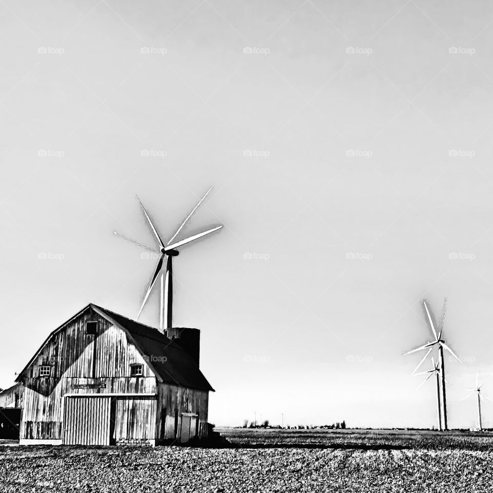 Old barn and cool windmills 