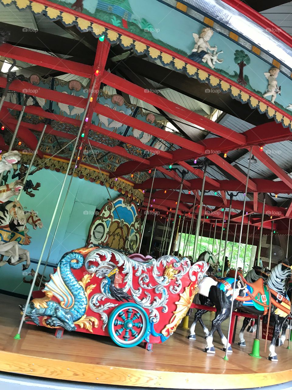 Merry go round close-up at Central Park New York 