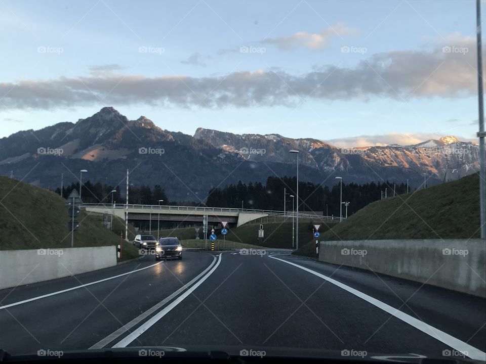 road to the anonymous Switzerland mountain view